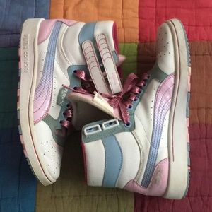 Vintage puma pink blue high tops hi tops used 6